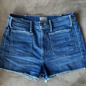 Mother Tomcat Patch Fray Hem denim jeans shorts Size 30